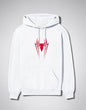 Zanthra Store white unisex heavyweight cotton hoodie featuring a red spider graphic on the chest